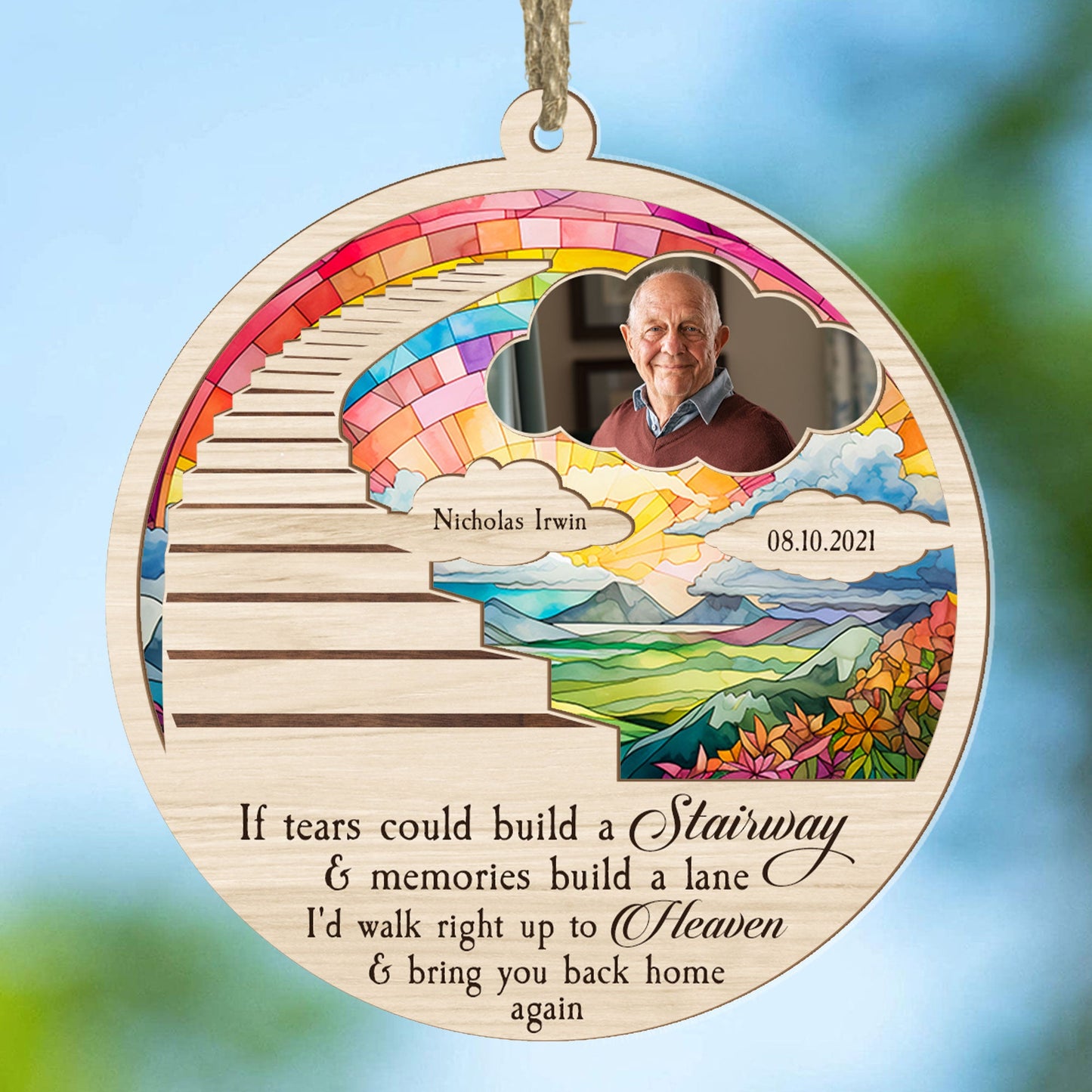 Stairway To Heaven - Personalized Suncatcher Photo Ornament