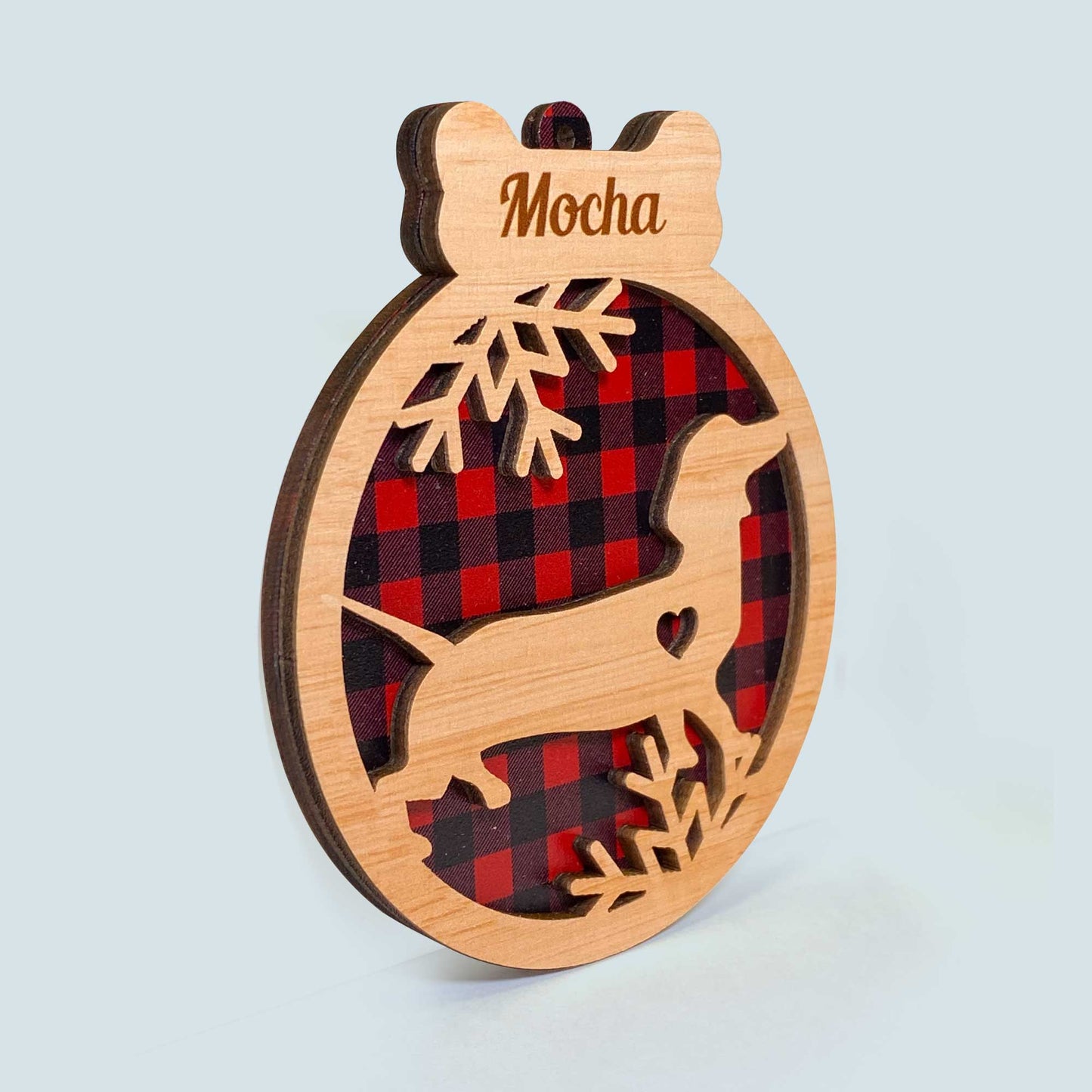 [Only available in the U.S] Dog Silhouette - Personalized 2 Layered Wooden Ornament - Christmas Gift For Dog Lovers