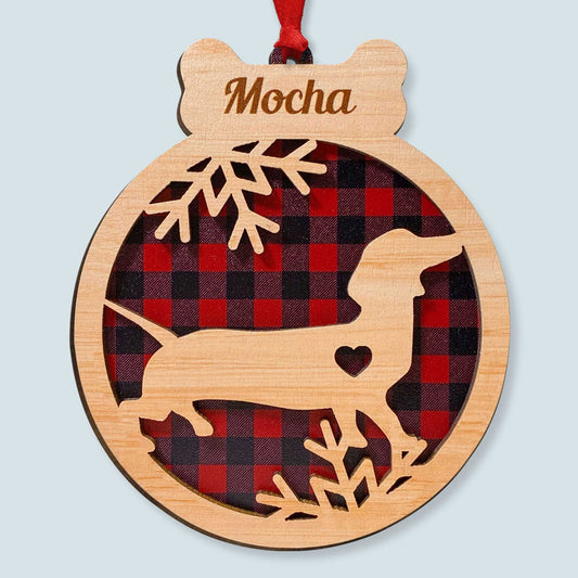 [Only available in the U.S] Dog Silhouette - Personalized 2 Layered Wooden Ornament - Christmas Gift For Dog Lovers