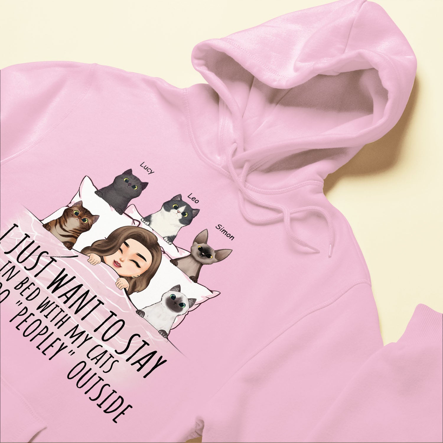 Stay In Bed With My Cats - Personalized Shirt - Birthday Gift For Cat Lover