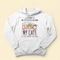 Stay In Bed With My Cats - Personalized Shirt - Gift For Cat Lovers, Cat Mom - Peeking Cats-Macorner