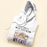 Stay In Bed With My Cats - Personalized Shirt - Gift For Cat Lovers, Cat Mom - Peeking Cats-Macorner