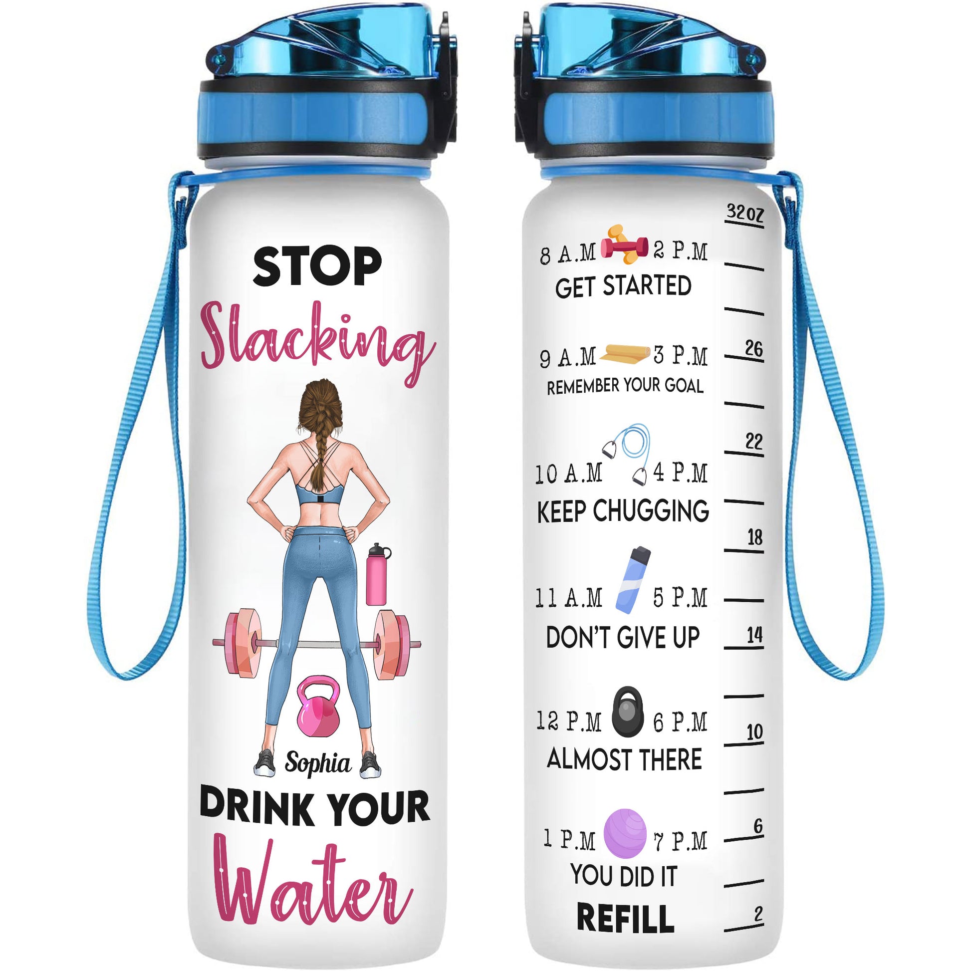 Stop Slacking Drink Your Water - Personalized Tracker Bottle - Birthda –  Macorner