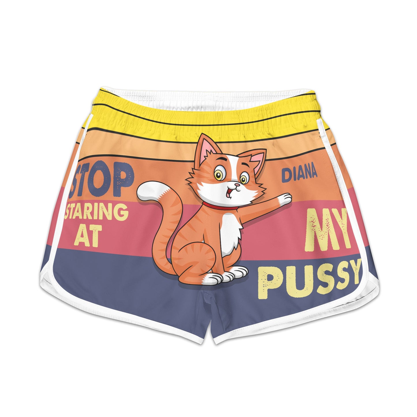 Stop Staring At My Shark- Personalized Couple Beach Shorts