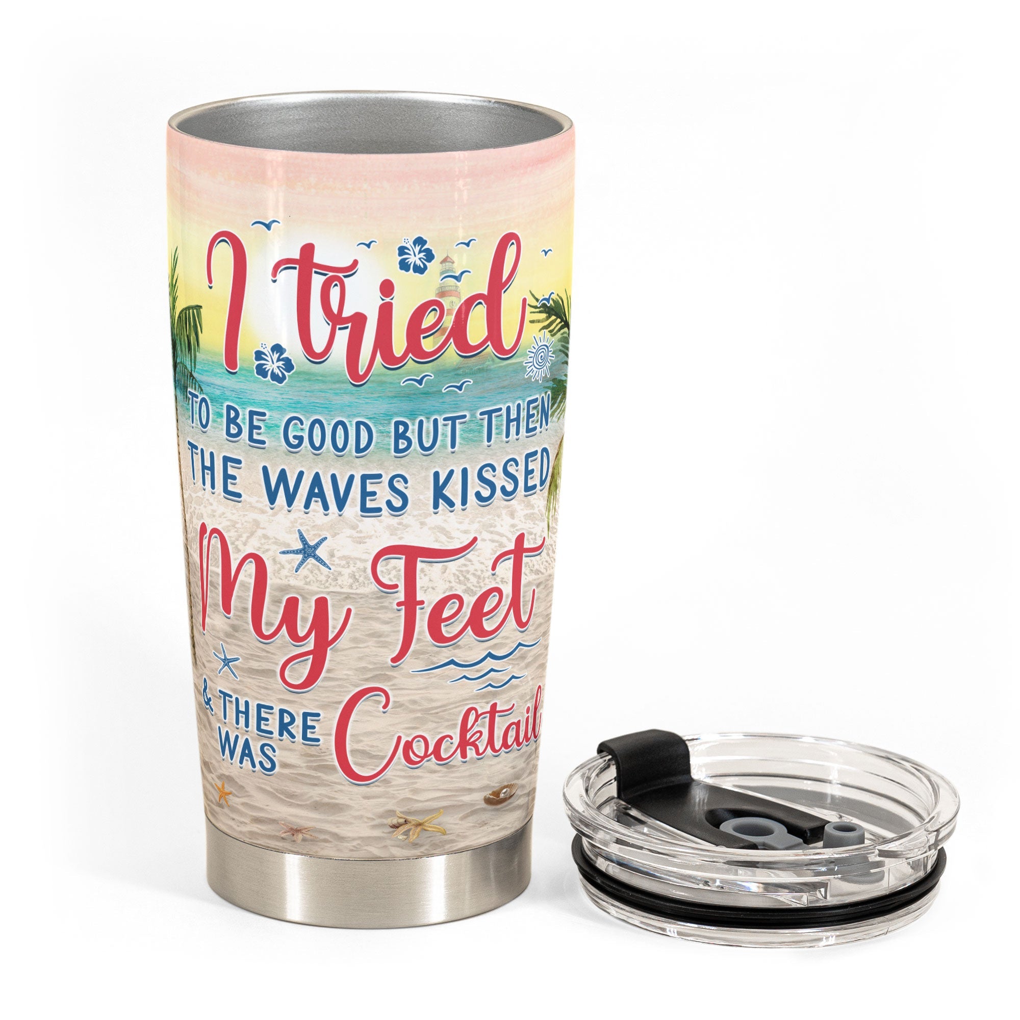 Summer Beach - I Tried To Be Good - Personalized Tumbler Cup - Birthday, Funny, Summer, Vacation Gift For Her, Girl, Woman, Beach Lovers, Nature Lover 