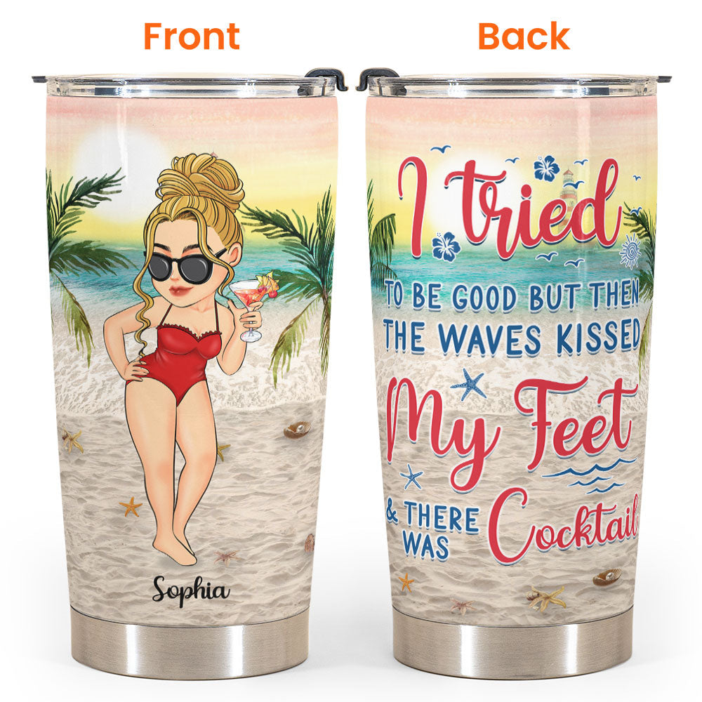 Summer Beach - I Tried To Be Good - Personalized Tumbler Cup - Birthday, Funny, Summer, Vacation Gift For Her, Girl, Woman, Beach Lovers, Nature Lover 