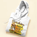 Sunshine Mixed With A Little Hurricane - Personalized shirt - Birthday Gift For Girl, Woman, Hippie, Country Girl - Sunflower Girl