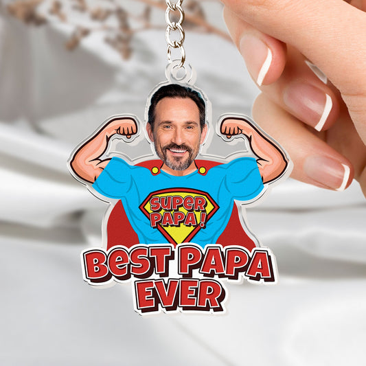 Super Dad For Best Dad Ever - Personalized Acrylic Photo Keychain