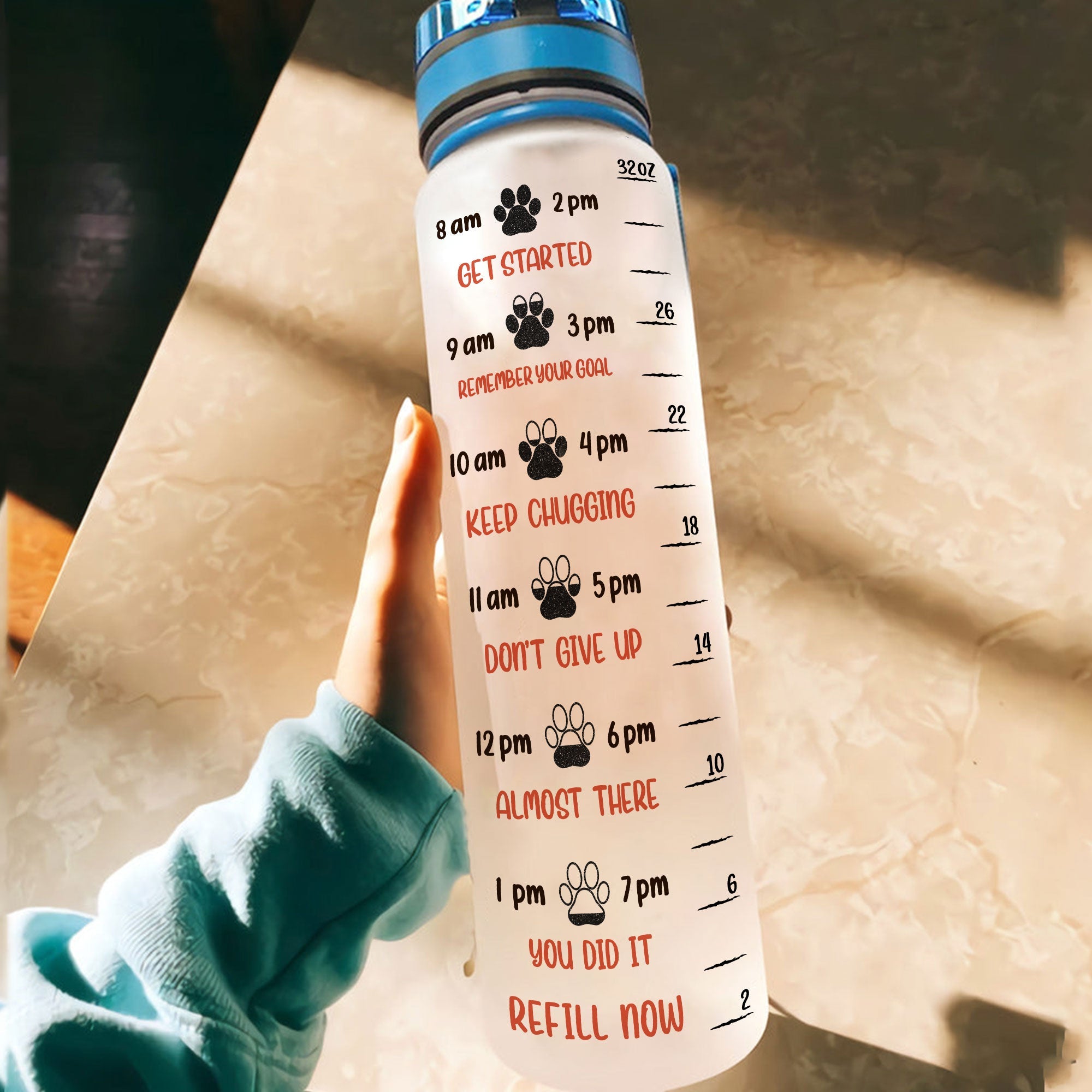 Super Sexy Dog Mom - Personalized Water Bottle With Time Marker - Funny, Birthday Gift For Dog Mom, Dog Mama, Fur Mama, Dog Lover, Dog Owner