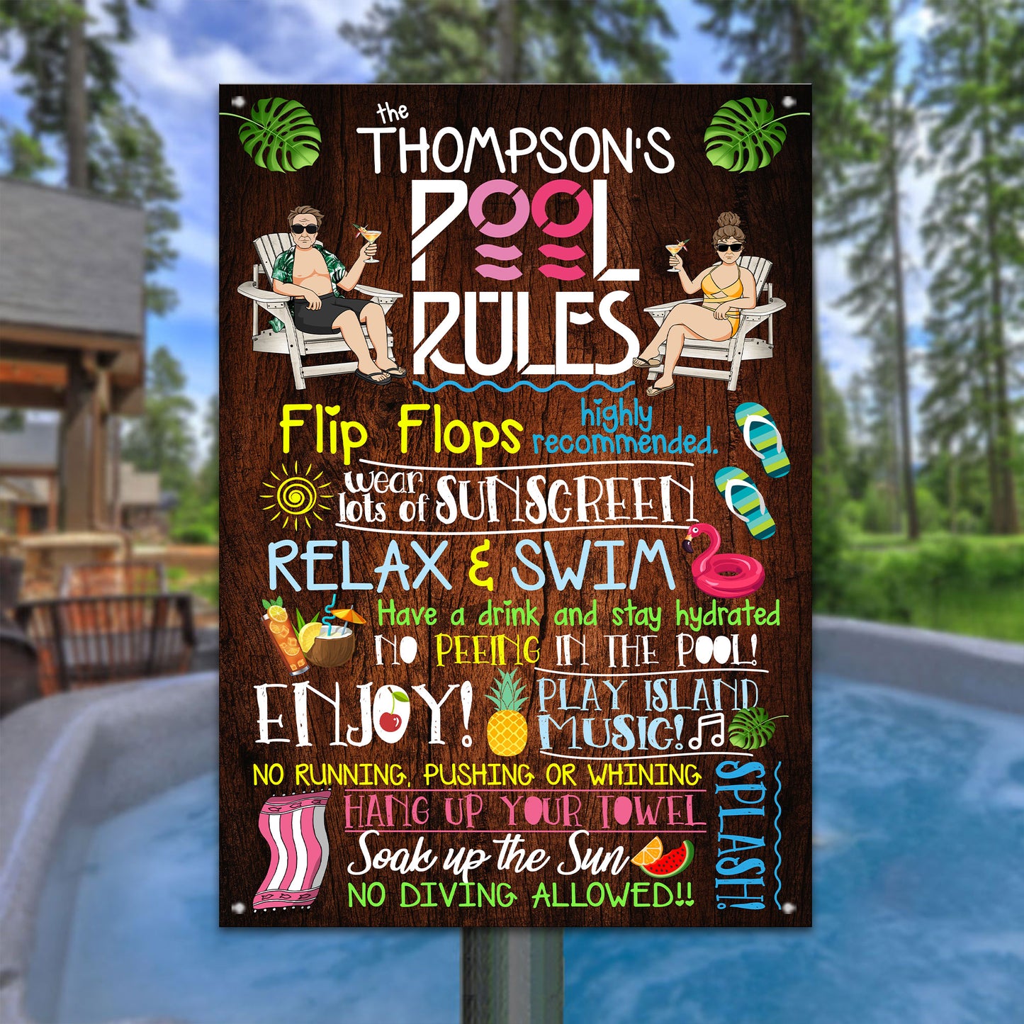 Swimming Pool Rules - Personalized Metal Sign