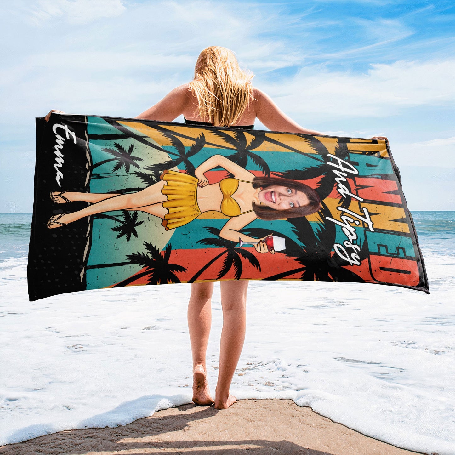 Tanned And Tipsy - Personalized Photo Beach Towel