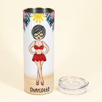 Tanned And Tipsy - Personalized Skinny Tumbler - Summer Gift For Friends, Daughter, Mom, Wife, Girls