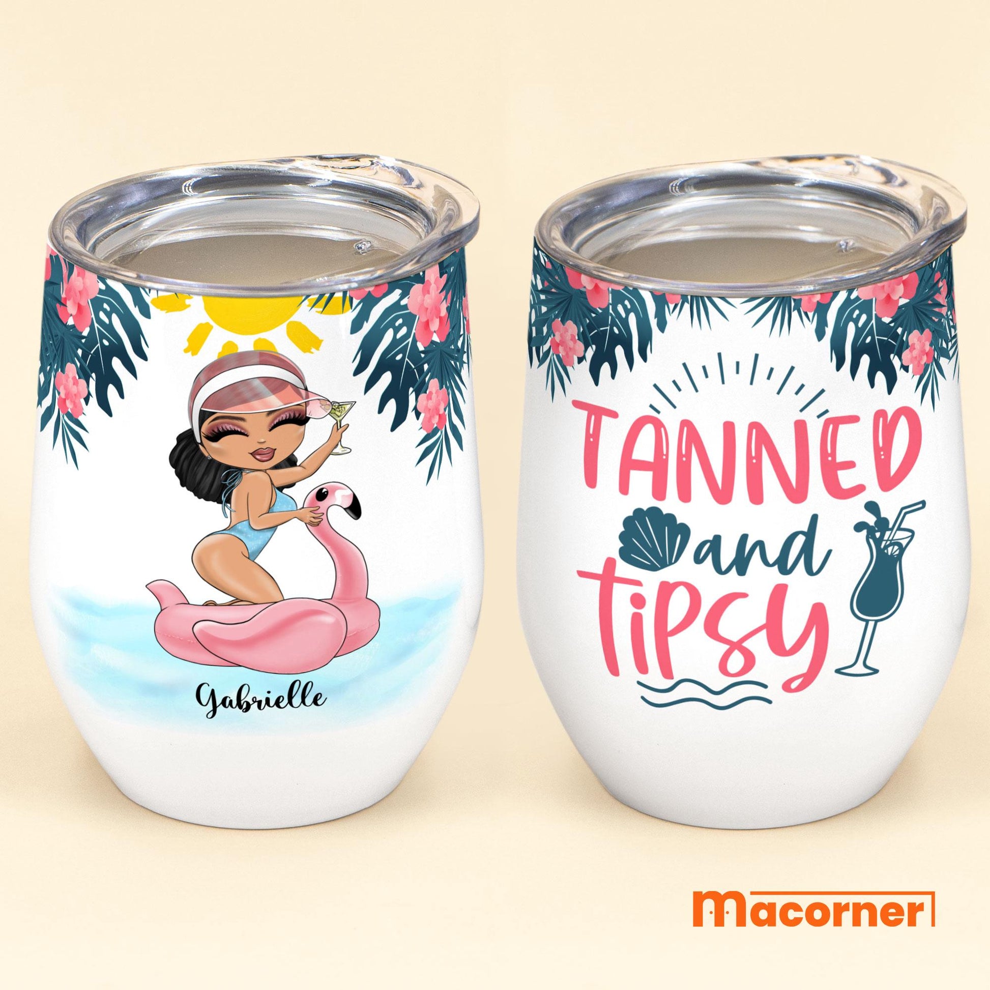 Tanned-And-Tipsy-Personalized-Wine-Tumbler-Gift-For-Beach-Goers