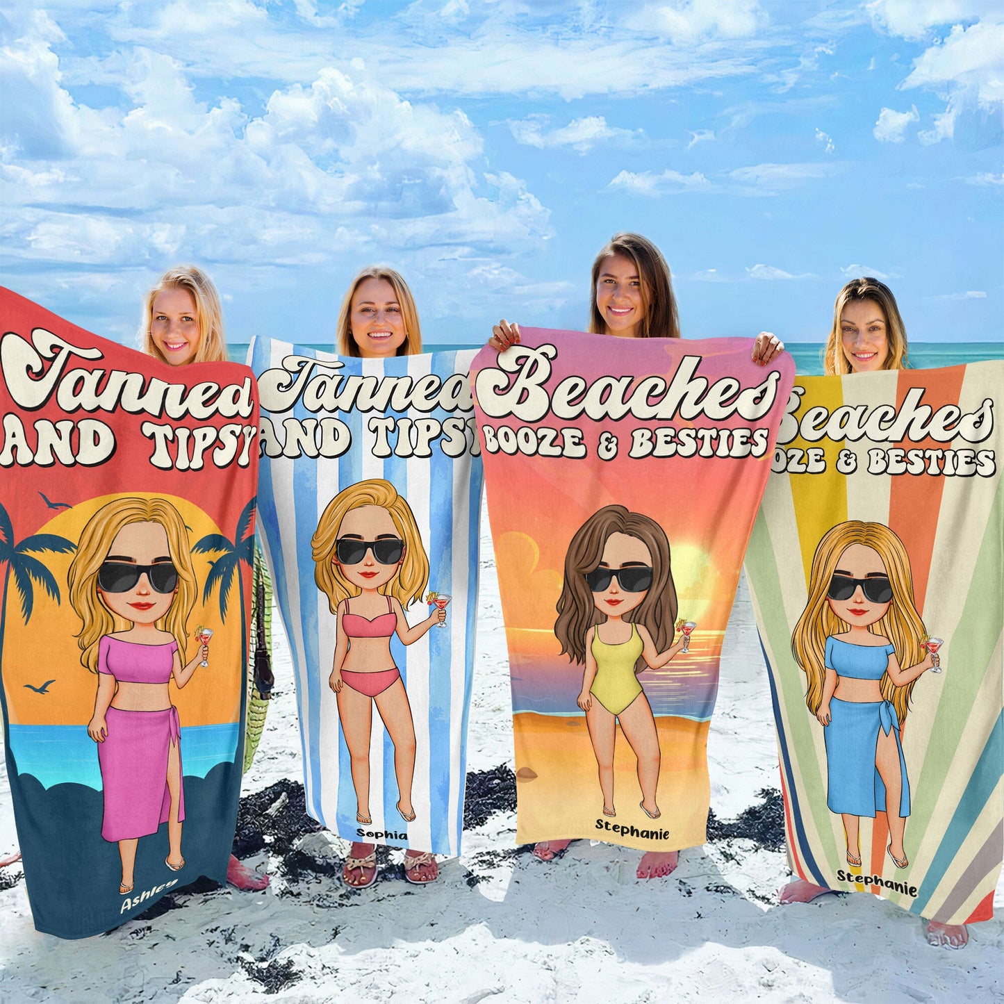 Tanned & Tipsy  - Personalized Beach Towel