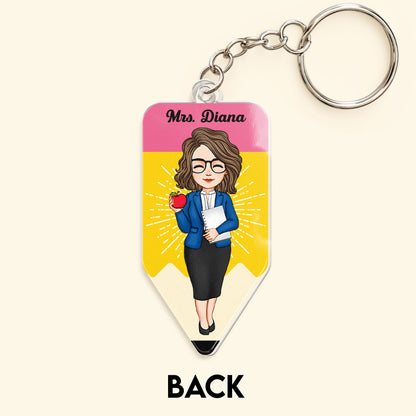 Teach Love Inspire Teacher Pencil Shaped - Personalized Acrylic Keychain