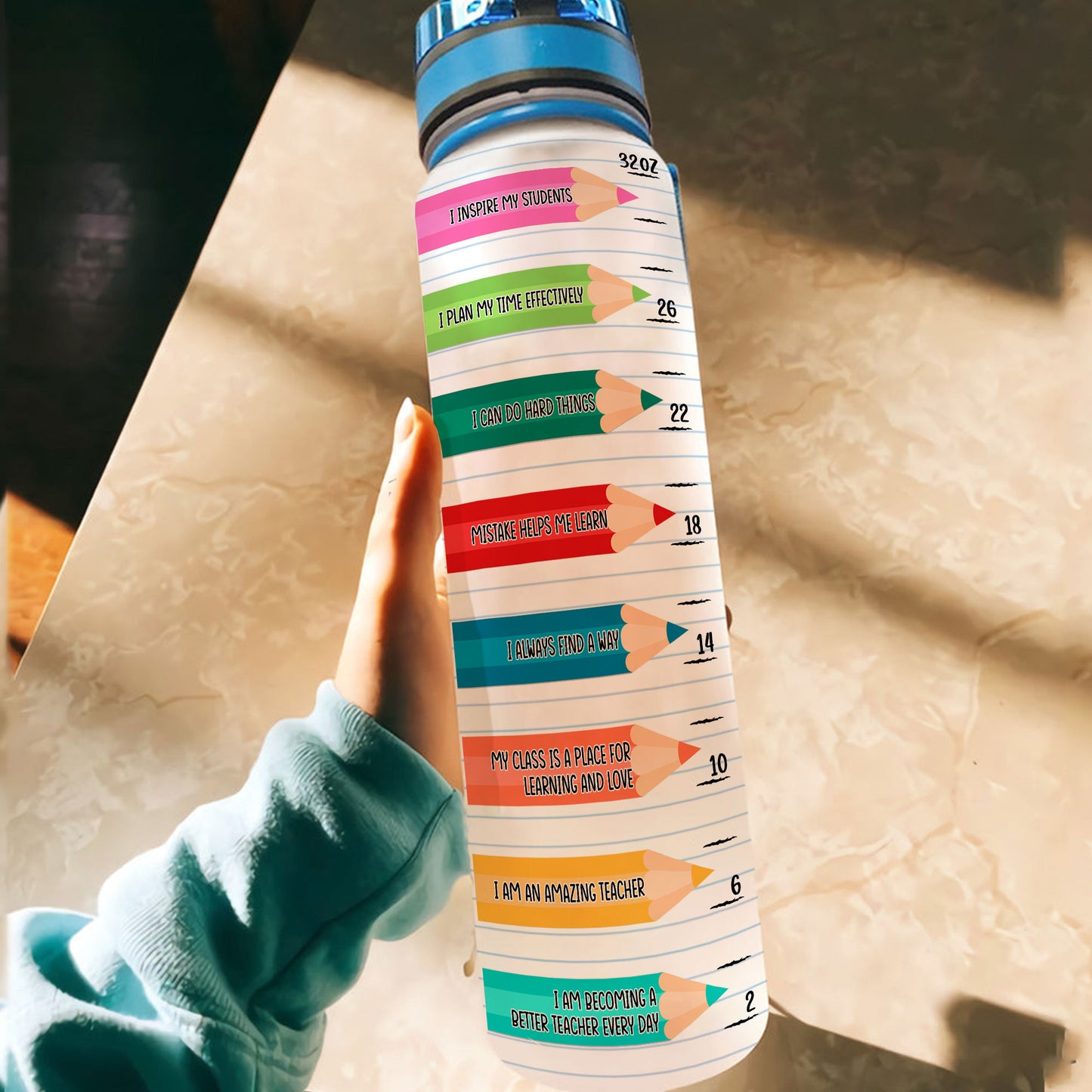 Teacher Affirmation - Personalized Water Tracker Bottle