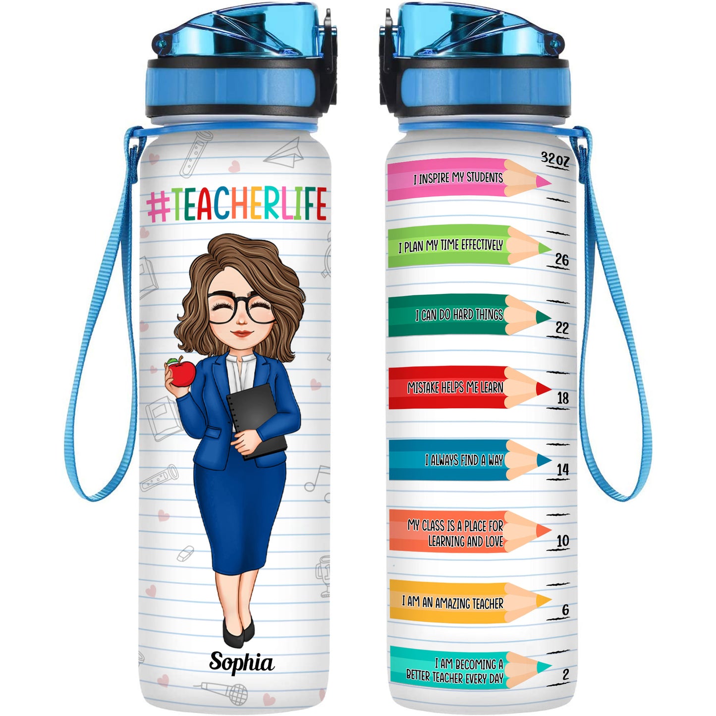 Teacher Affirmation - Personalized Water Tracker Bottle
