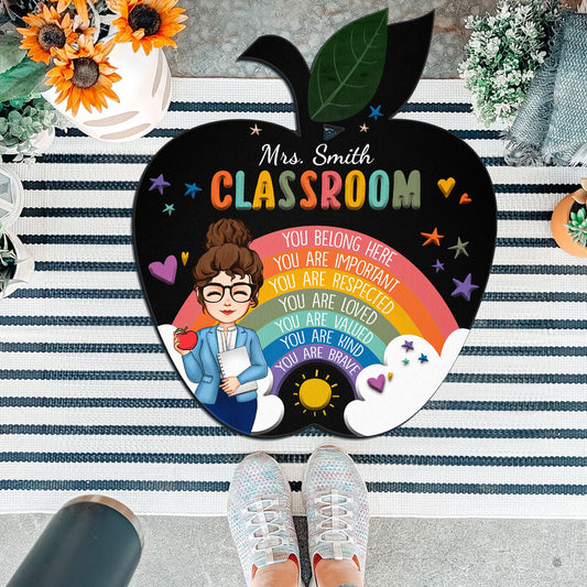 Teacher Classroom You Are Respected - Personalized Custom Shape Doormat