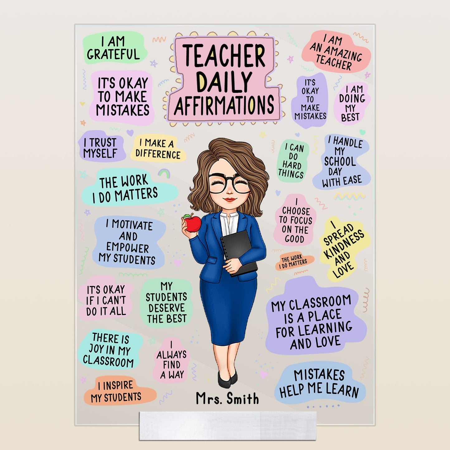 Teacher Daily Affirmations - Personalized Acrylic Plaque