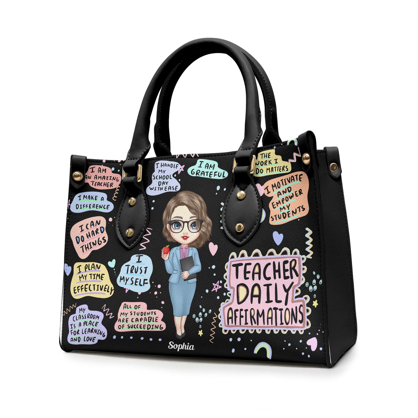 Teacher Daily Affirmations - Personalized Leather Bag