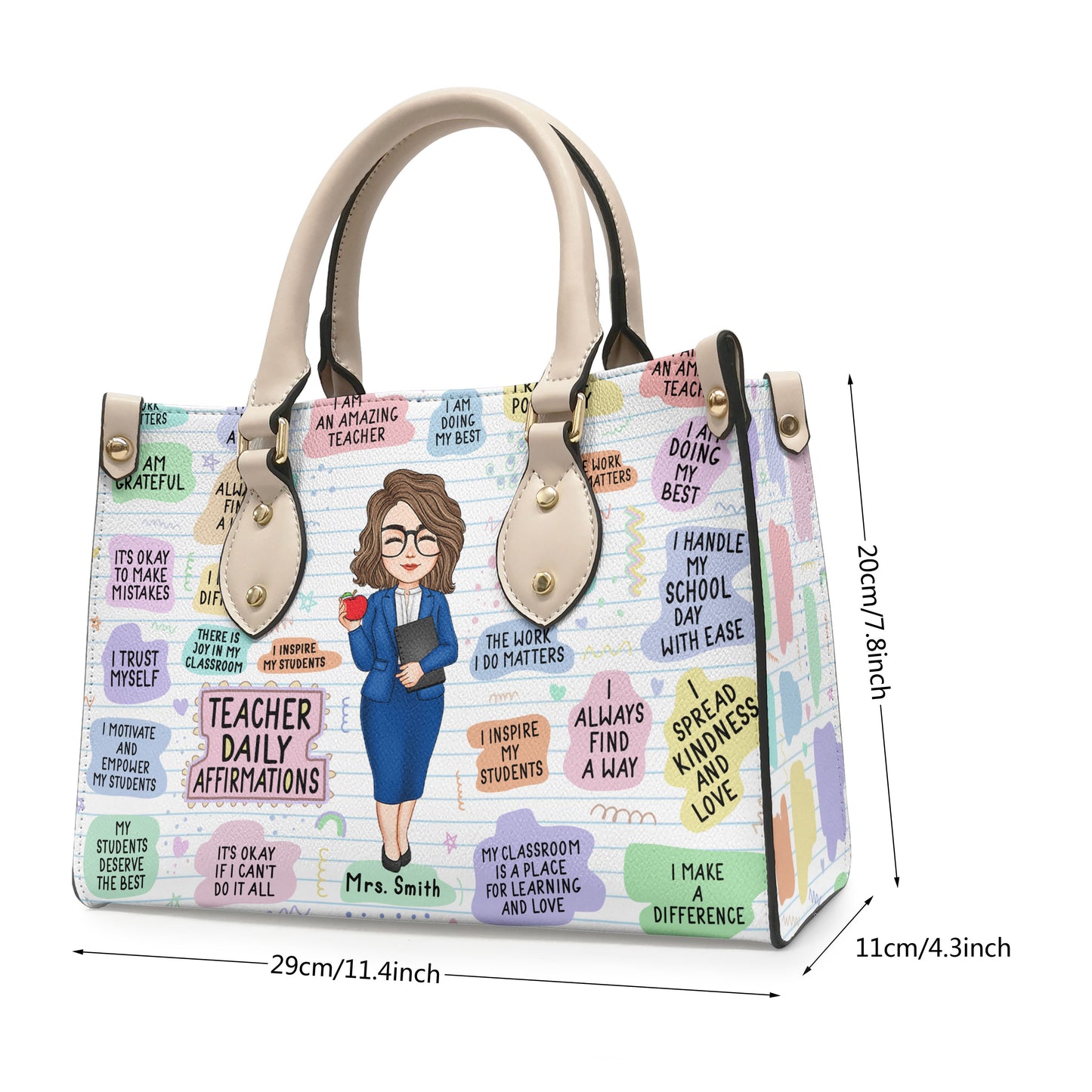 Teacher Daily Affirmations - Personalized Leather Bag