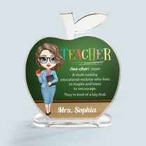 Teacher Definition - Personalized Apple Shaped Acrylic Plaque - Birthday, Appreciation, Desk Decor Gift For Teachers