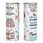 Teacher Fuel - Personalized Skinny Tumbler - Birthday, Thank You, Year End, School Leaving Gift For Teachers, Coworkers, Colleagues, Teacher Assistant