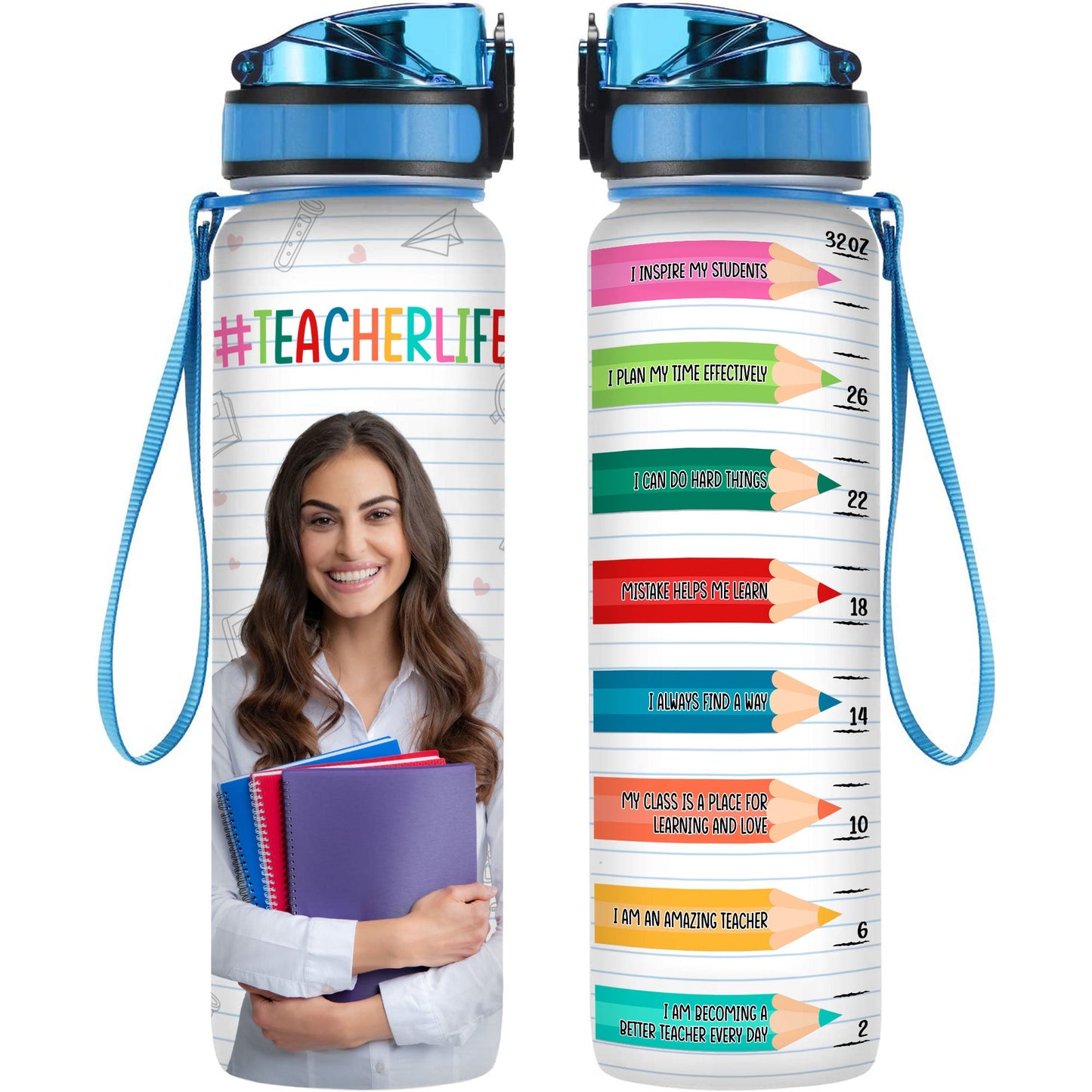 Teacher Life Affirmation - Personalized Photo Water Bottle