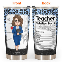 Teacher Nutrition Facts Leopard Version - Personalized Tumbler Cup