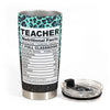 Teacher Nutrition Facts New - Personalized Tumbler Cup