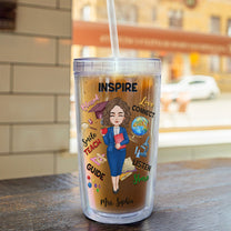 Teacher Nutrition Facts - Personalized Acrylic Tumbler With Straw