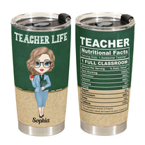 #Teacherlife Teacher Nutrition Facts - Personalized Tumbler Cup