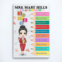Teacher's Classroom Rules - Personalized Poster/Wrapped Canvas - Back To School, Classroom Decor Gift For Teacher, 1st Day Of School, New Teacher Gift