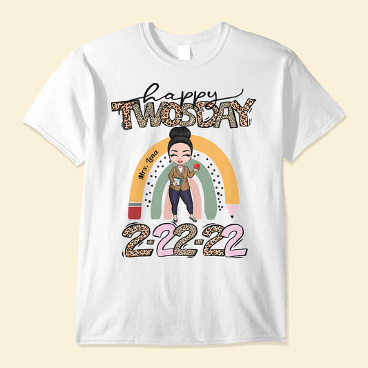 Teaching On A Twosday - Personalized Shirt - Anniversary, Funny Gift For Teachers