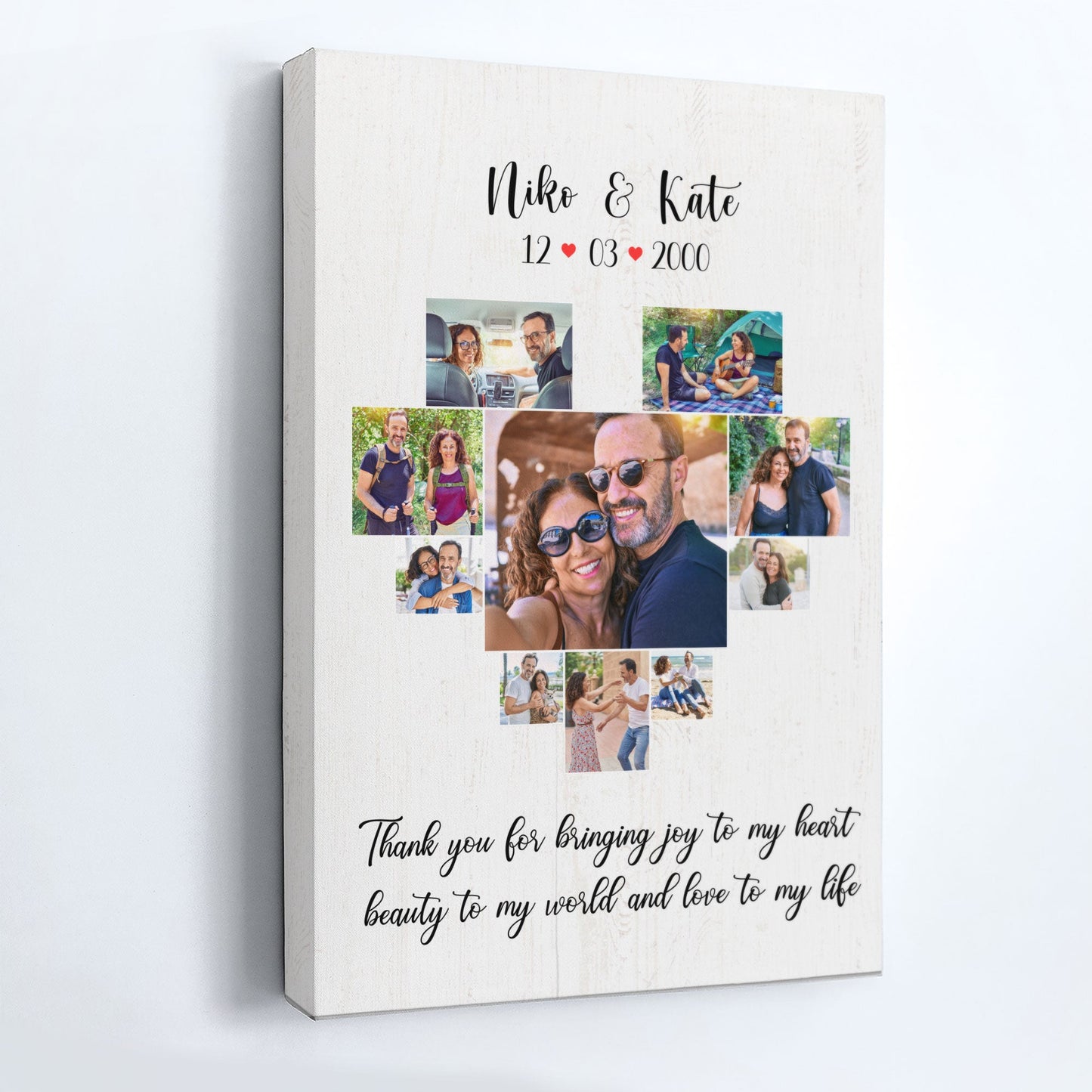 Thank You For Bringing Joy To My Heart - Personalized Photo Wrapped Canvas