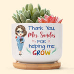 Thank You For Helping Me Grow - Personalized Ceramic Plant Pot With Tray