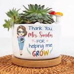 Thank You For Helping Me Grow - Personalized Ceramic Plant Pot With Tray