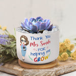 Thank You For Helping Me Grow - Personalized Ceramic Plant Pot With Tray