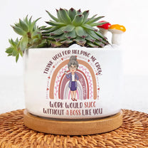 Thank You For Helping Me Grow, Boss - Personalized Ceramic Plant Pot With Tray