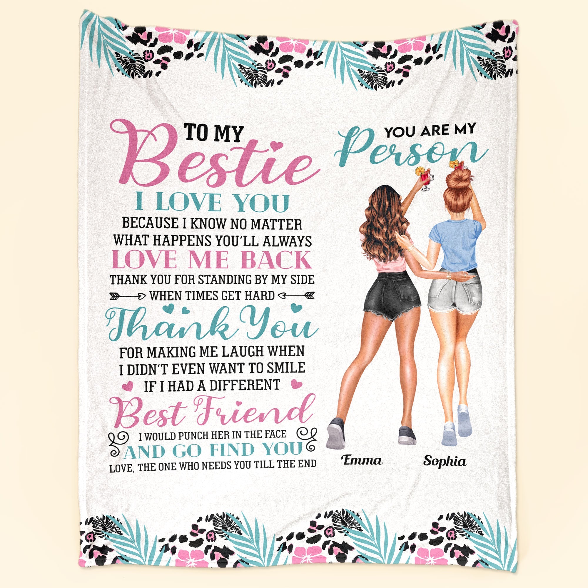 Thank You For Making Me Laugh Friendship Besties Sisters - Personalized Blanket