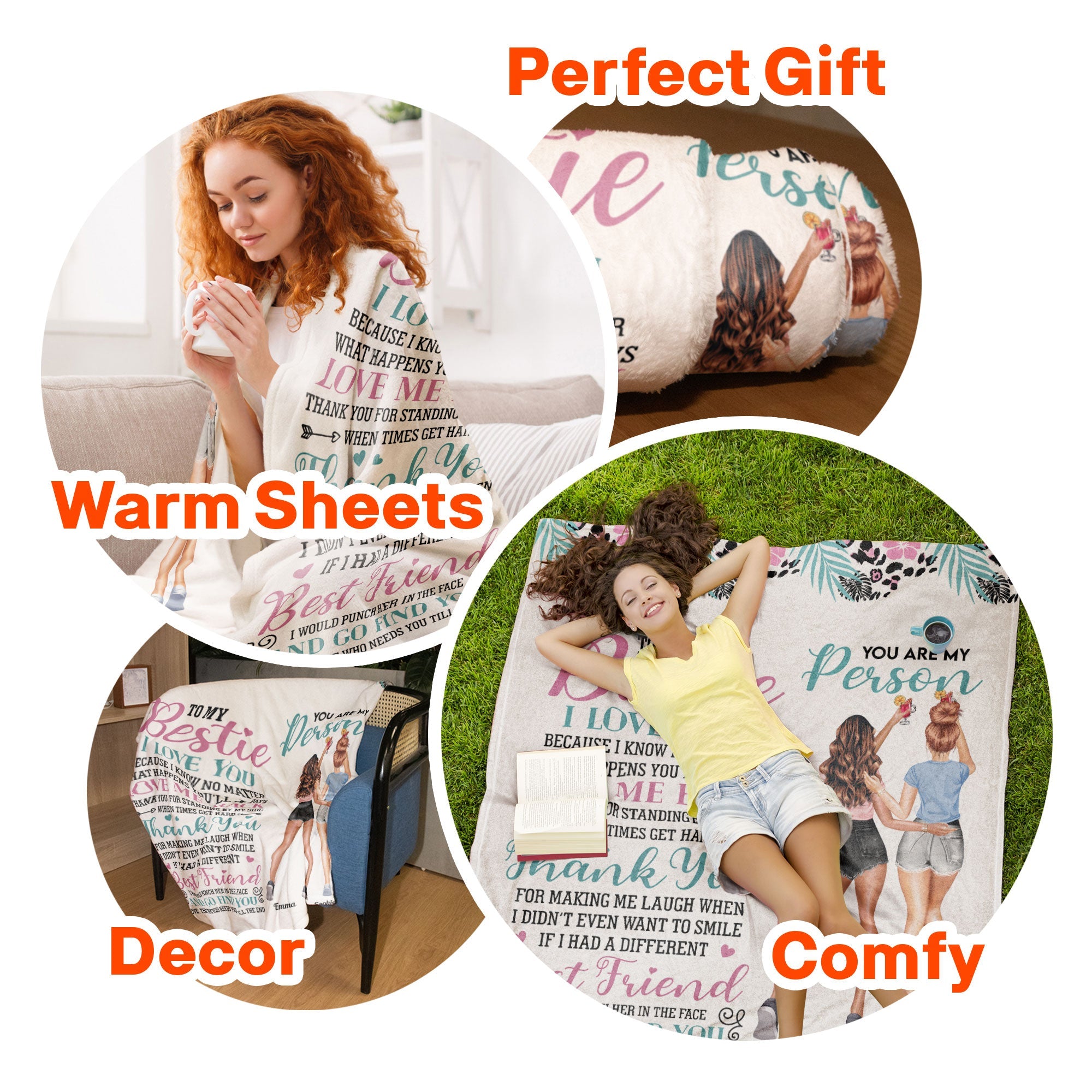 Thank You For Making Me Laugh Friendship Besties Sisters - Personalized Blanket