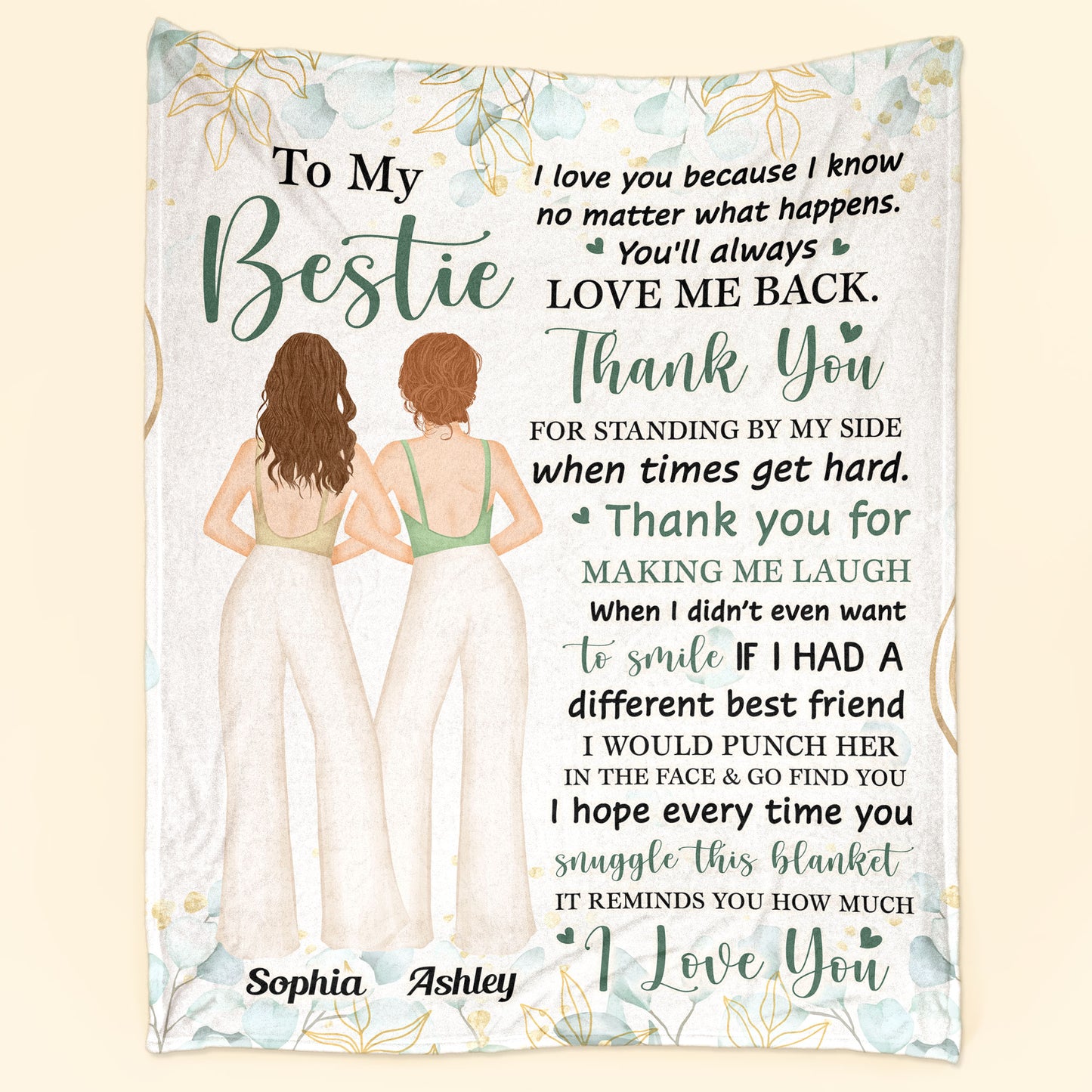 Thank You For Standing By My Side When Times Get Hard  - Personalized Blanket - Birthday Gift For Friends, Besties, Bff, Best Friends, Soul Sisters, Sistas