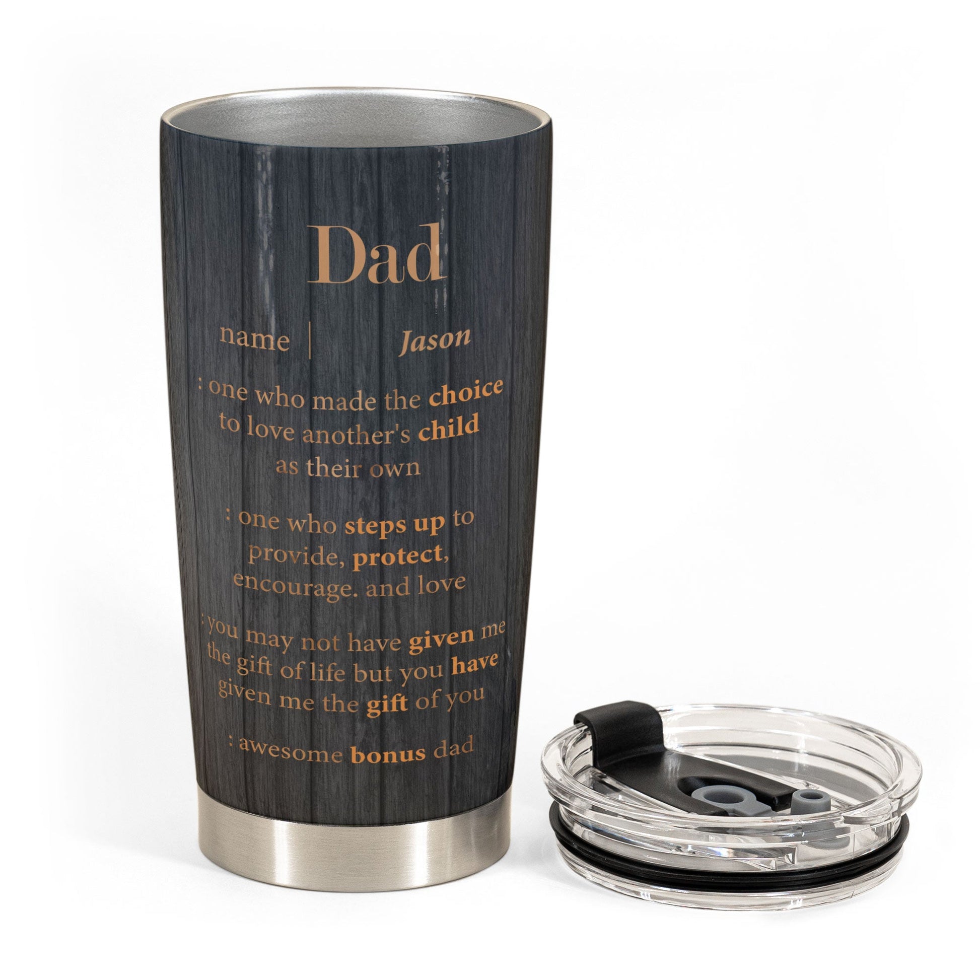 Dad Personalized Engraved Tumbler With Kids Names, Stainless Cup