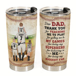 Thank You For Teaching Me To Play  - Personalized Tumbler Cup - Father's Day, Birthday, Baseball Gift For Dad, Father, Daughter, Son 