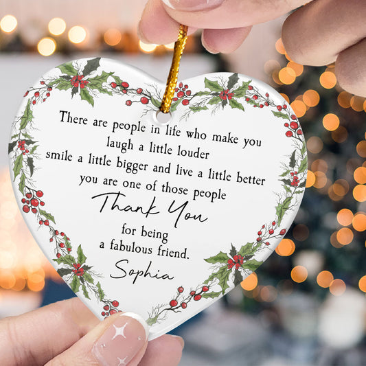 Thank You - Personalized Heart Shaped Ceramic Ornament