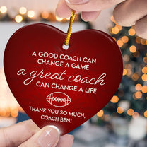 Thank You, Football Coach - Personalized Heart Shaped Ceramic Ornament