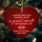 Thank You, Football Coach - Personalized Heart Shaped Ceramic Ornament