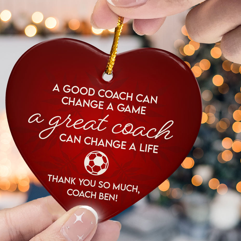 Thank You, Soccer Coach - Personalized Heart Shaped Ceramic Ornament