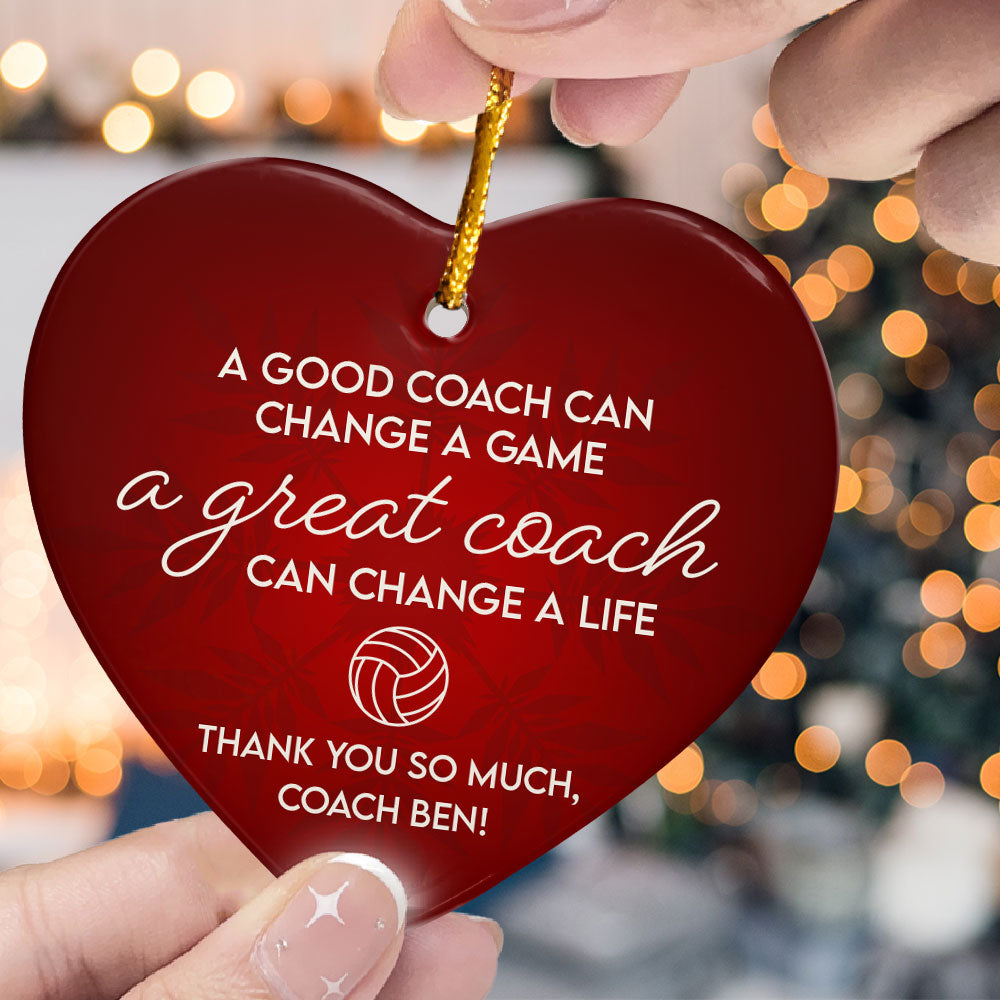 Thank You, Volleyball Coach - Personalized Heart Shaped Ceramic Ornament