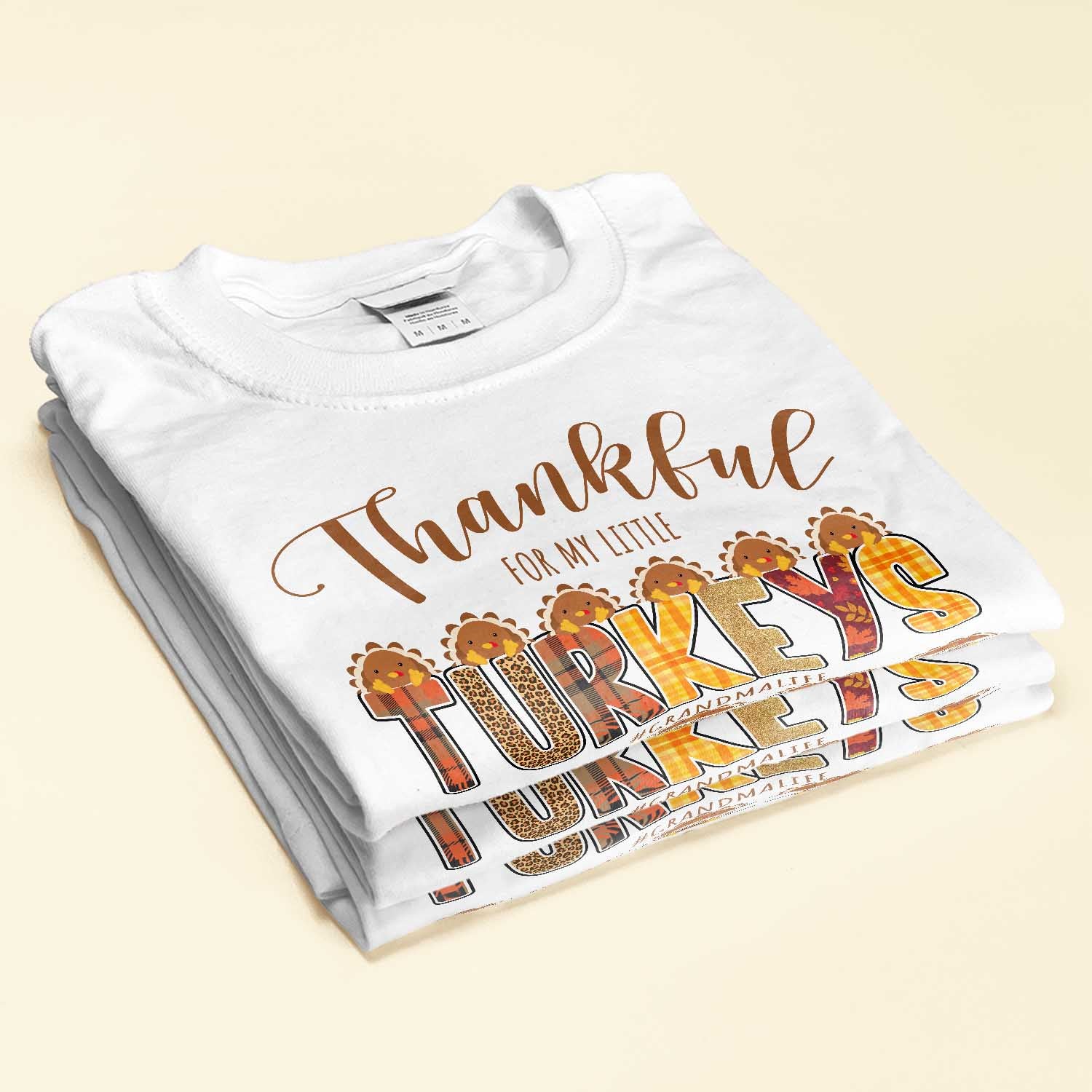 Thankful For My Little Turkeys - Personalized Shirt - Thanksgiving Gift For Grandma - Cute Turkeys